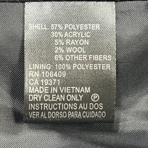 NWT Tahari Size 16W Open Front Tweed Fringe Long Jacket Coat Black White Plaid - Picture 8 of 9